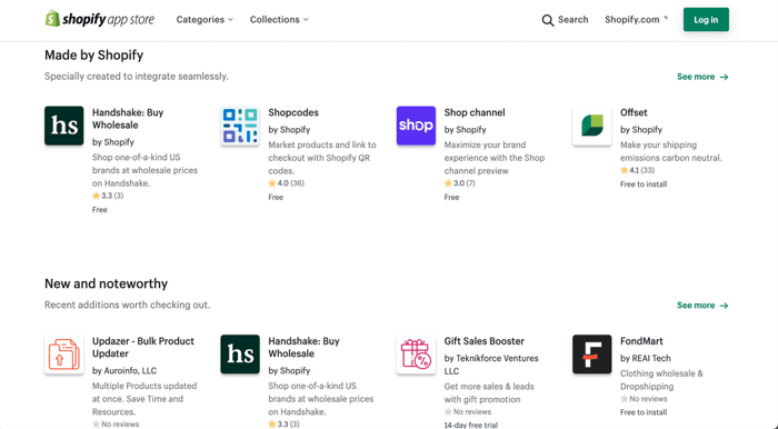 Shopify app store