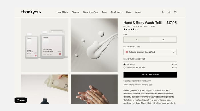 ThankYou - product page