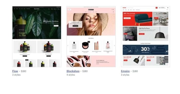 Shopify themes options ecommerce