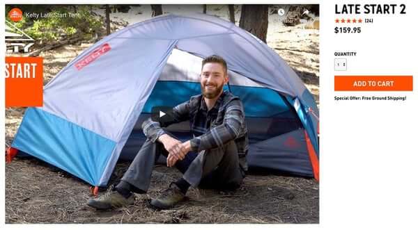 Landing page for Kelty