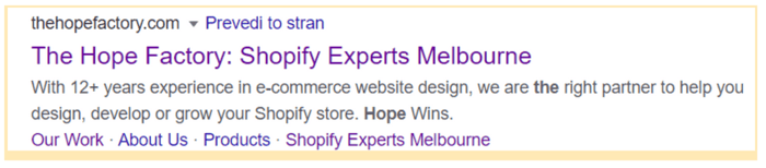 Meta descriptions and page titles The Hope Factory