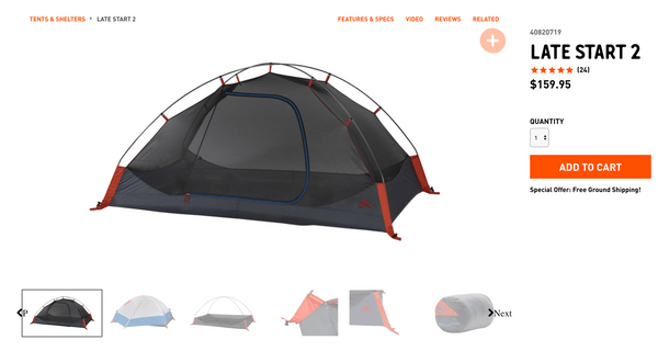 Landing page for Kelty