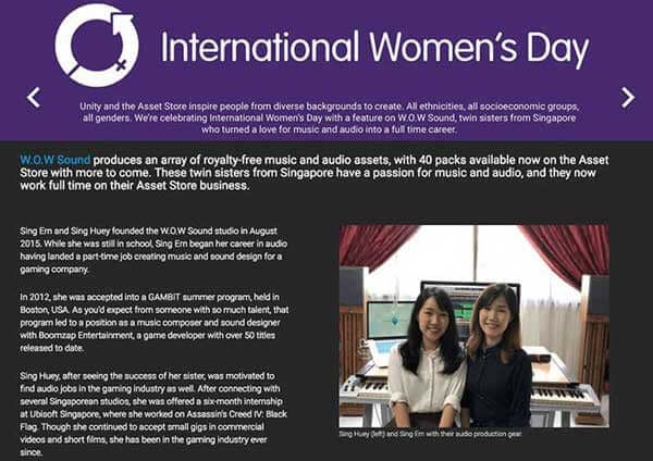 Featured Game Audio Publisher on Unity Asset Store