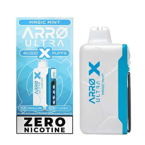 ARRO Ultra X Magic Mint 40K ZERO Nicotine Disposable vape with mint flavor and high puff capacity.