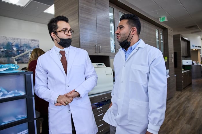 Two person talking to each other