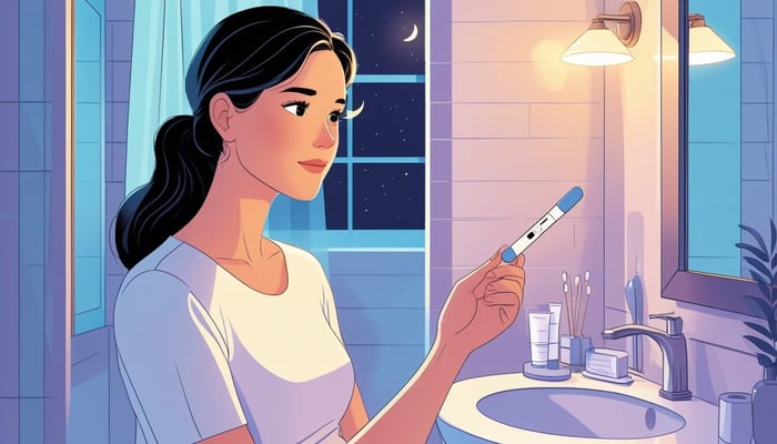 A woman holding a pregnancy kit