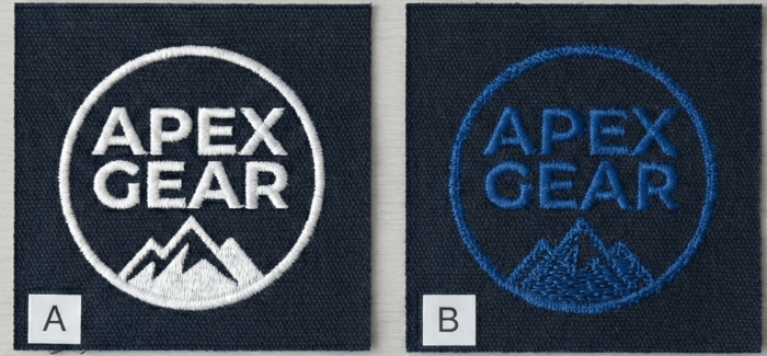 Custom Branded Uniforms. Comparison of high quality vs low quality custom branded uniforms embroidery.