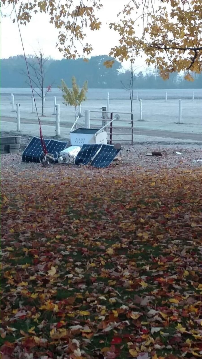 PHOTO: A pseudo Samsung space satellite fell from the sky and landed in Michigan, Oct. 26, 2019.
