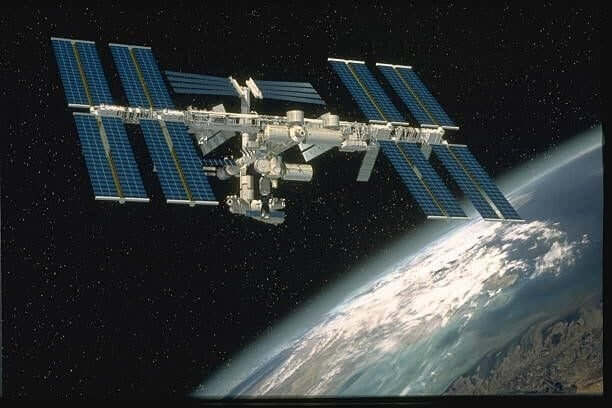 Model of the future ISS. The space station is to be finished in 2004.