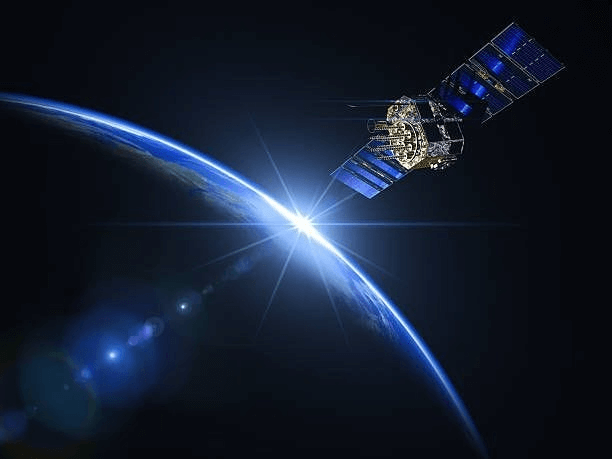 satellite and sunrise in space - all satellites orbiting earth stock pictures, royalty-free photos & images