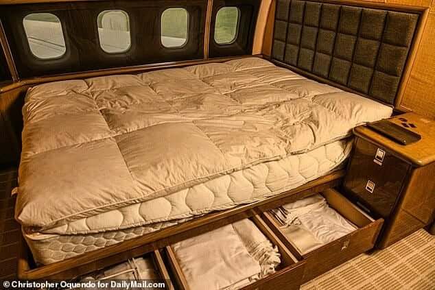 The plush interiors even boast a&nbsp;queen-size bed with drawers full of fresh linen and clean towels, which appear to be untouched since the plane last landed in 2016