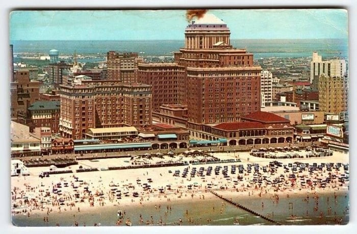Vintage Postcard - Atlantic City, NJ - Chalfonte-Haddon Hall Hotel & Beach Scene image 1