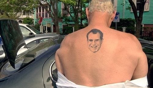 r/conspiracy - Don’t forget Roger Stone has the face of Richard Nixon tattooed on his back. Richard Nixon is famous for a plethora of illegal activity and impeachment.