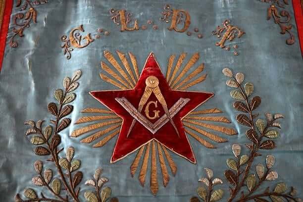 Symbols of Freemasonry, Letter G in the middle of a star, the Square and Compasses, "GLDF" initials, "Grande Loge de France", the third largest...