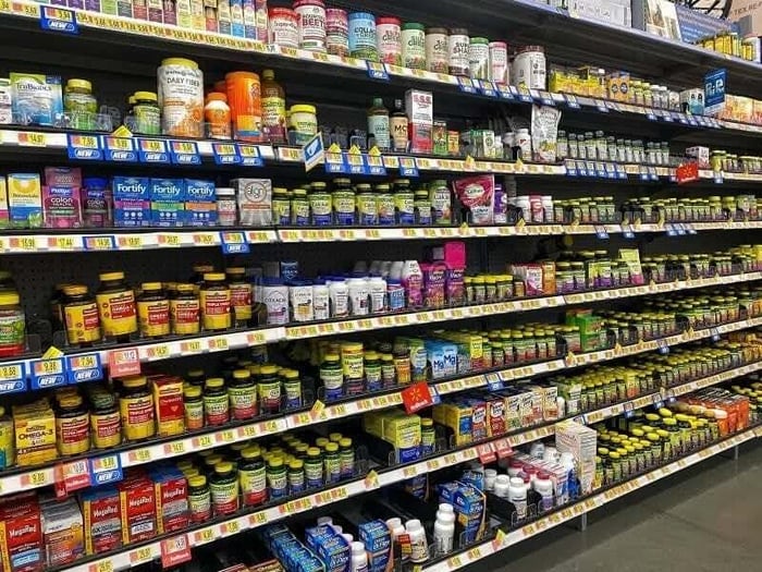 The Vitamin and Supplement aisle of a Walmart Superstore The Vitamin and Supplement aisle of a Walmart Superstore