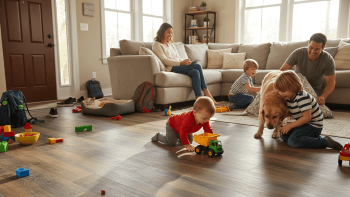 Luxury vinyl flooring in a busy household