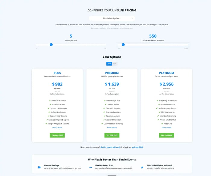 configure your lineupr pricing