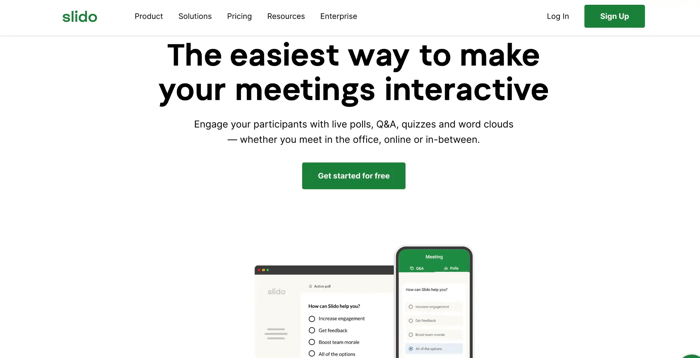 Slido: best for presenter-led surveys during live sessions 