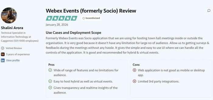 Shalini Arora uses Webex Events for town halls