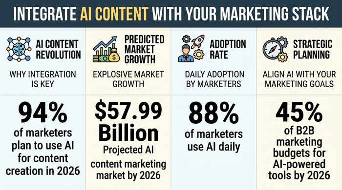 Integrate AI Content with Your Marketing Stack infographic