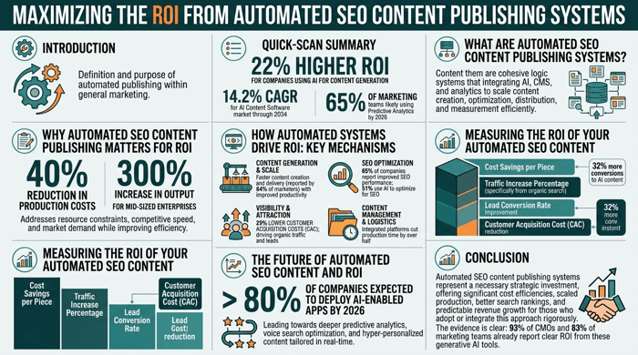 ROI from Automated SEO Content Publishing Systems infographic