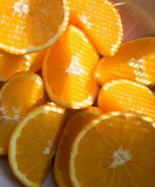 Fresh orange slices rich in vitamin C for skin health