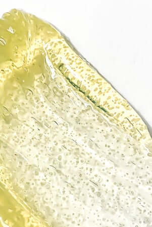 Gentle exfoliator texture with fine particles suspended in clear gel for sensitive skin