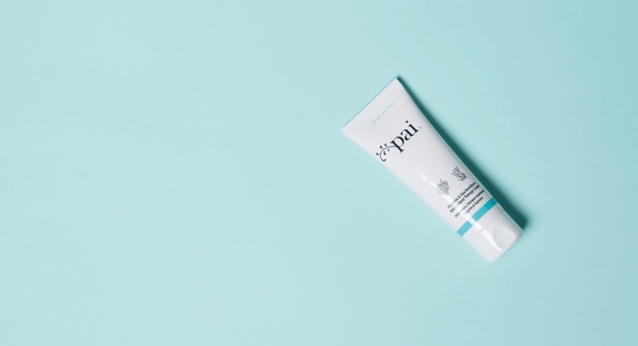 Pai Light Work Rosehip Cleansing Oil tube on soft mint green background