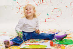 kid painting self portrait mess