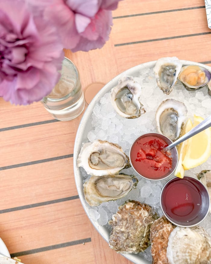 a tray of oysters