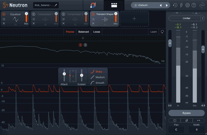 Using a transient shaper on the kick to add punch with Neutron