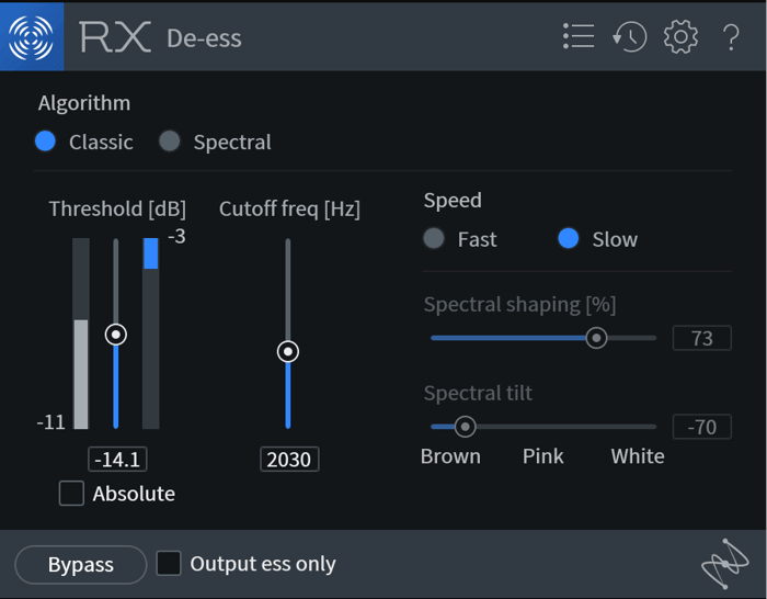 De-essing an amped guitar with the De-ess module