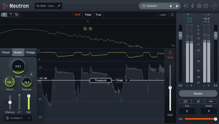Punchy bass compression settings in iZotope Neutron