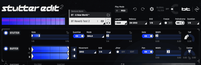 The Gesture Control Panel in Stutter Edit 2