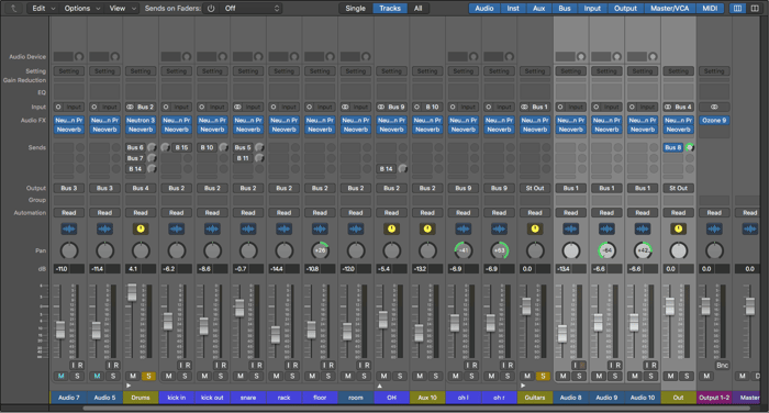 Putting reverb on too many tracks can overload your CPU
