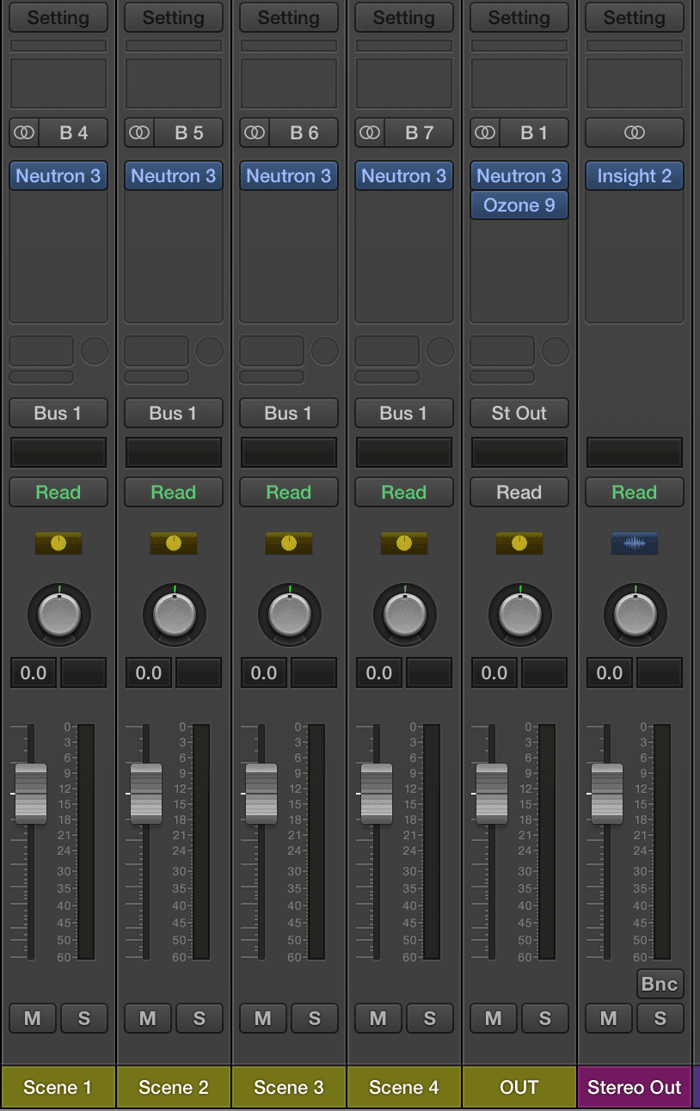 Buses in Logic Pro X for each scene