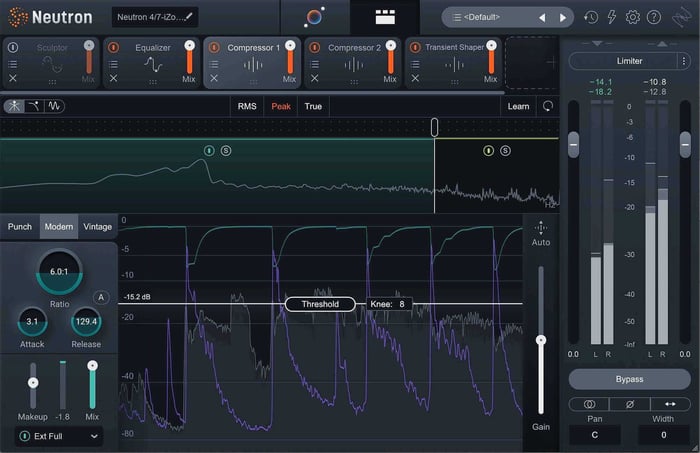 Using sidechain compression in Neutron to help our drums cut through the mix with the keys