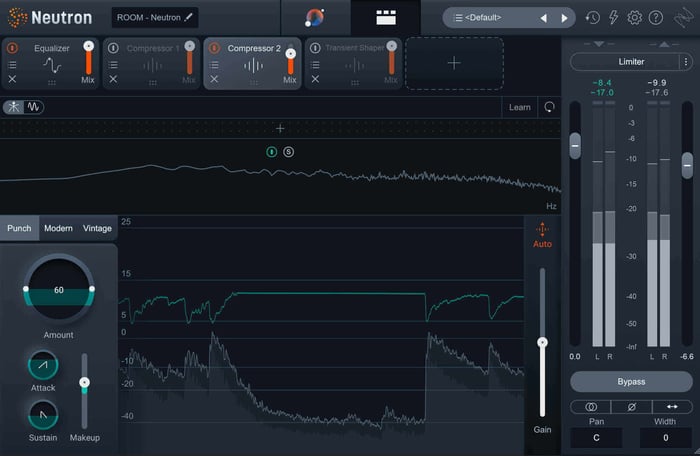 Room mic compression settings with Punch mode in Neutron