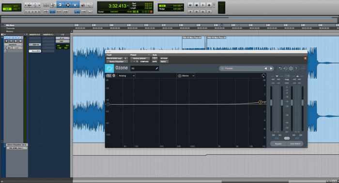 PSA Ozone EQ settings with automation enabled