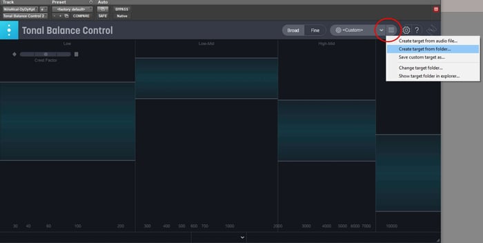 Tonal Balance Control can also generate a custom target curve by analyzing one or more reference tracks of your choosing.