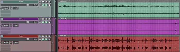 Stems created in RX 12 pulled into DAW