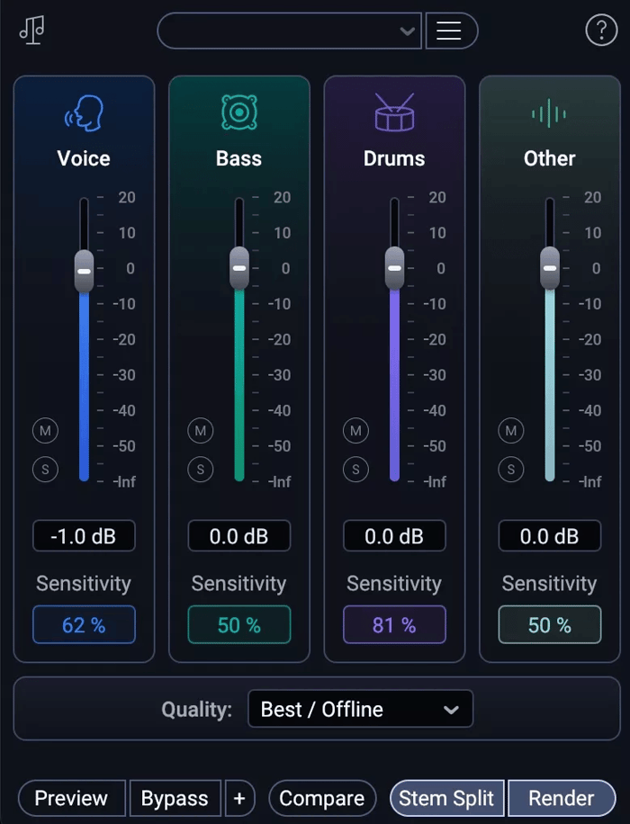 Music Rebalance settings in RX 12