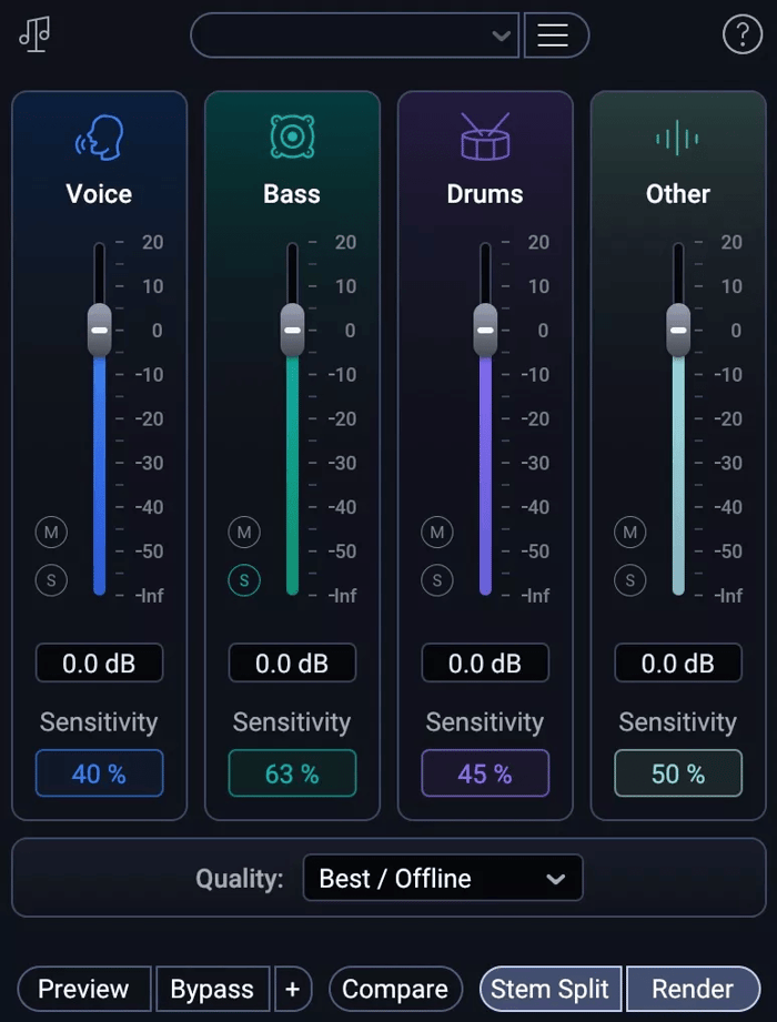 Settings for bass manipulation in RX 12 Music Rebalance
