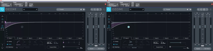 “Belt Notch” subtractive EQ settings using Ozone 8 Equalizer