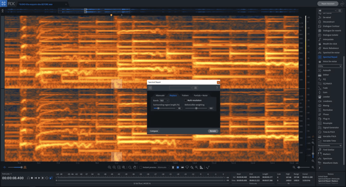 Spectral Repair for spot treatment on vocals