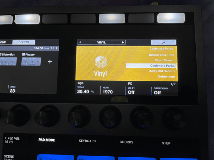 Vinyl preset browser in MASCHINE+