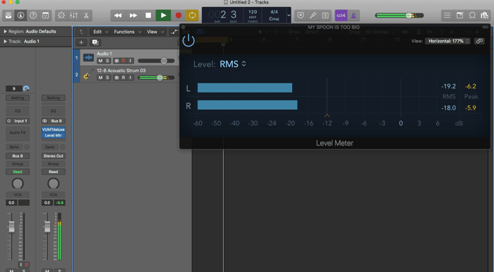 Example of an RMS meter in a DAW