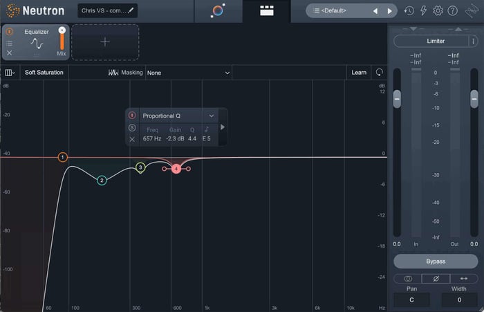 Neutron vocal EQ settings, 400 Hz–800 Hz