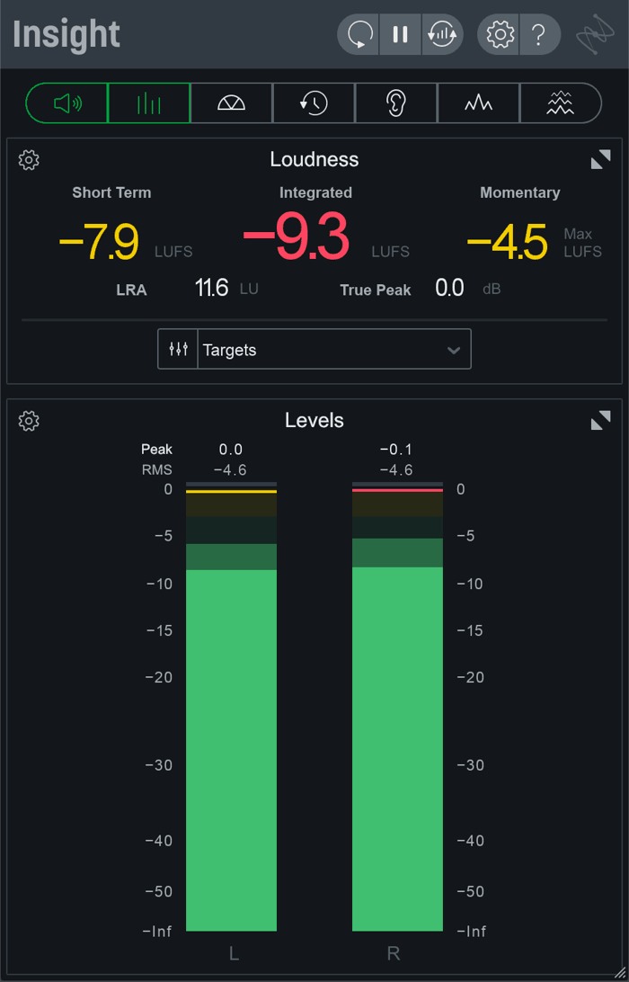 True peak readings in iZotope Insight