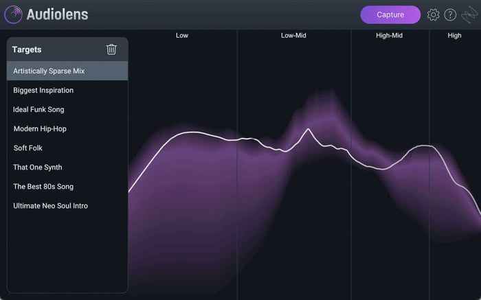 The Audiolens Target Library allows you to save analysis from captured audio to use in later sessions